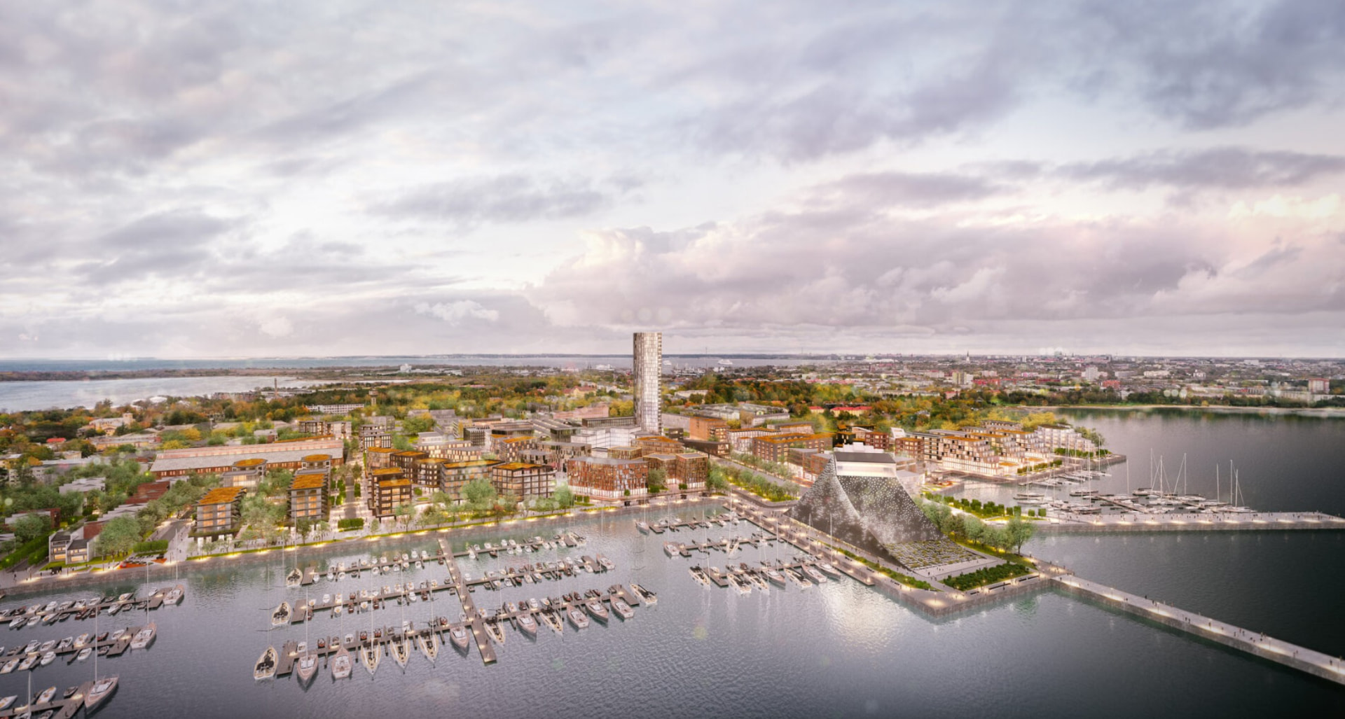 Bekker Port masterplan in Tallinn — aerial visualisation of the waterfront quarter