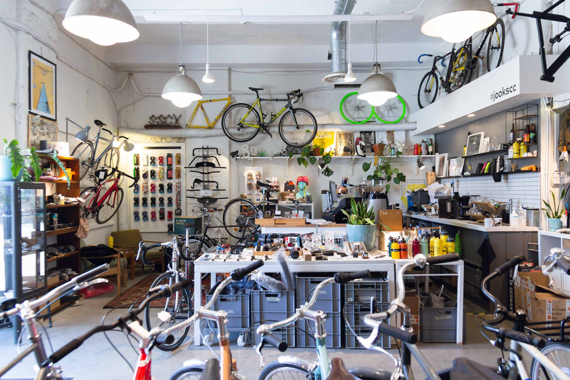 Jooks Bicycle Studio — workshop and café counter