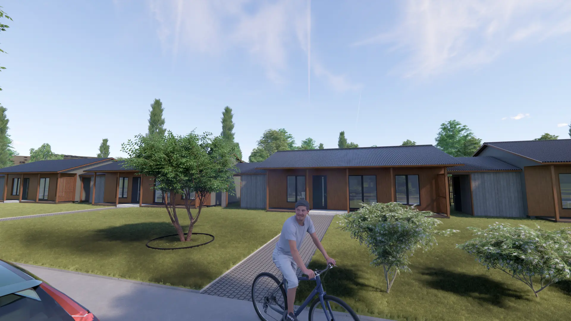 Kirsiaia Row Houses, Vääna — Phase II smaller house volume, visualisation by Tõnis Savi
