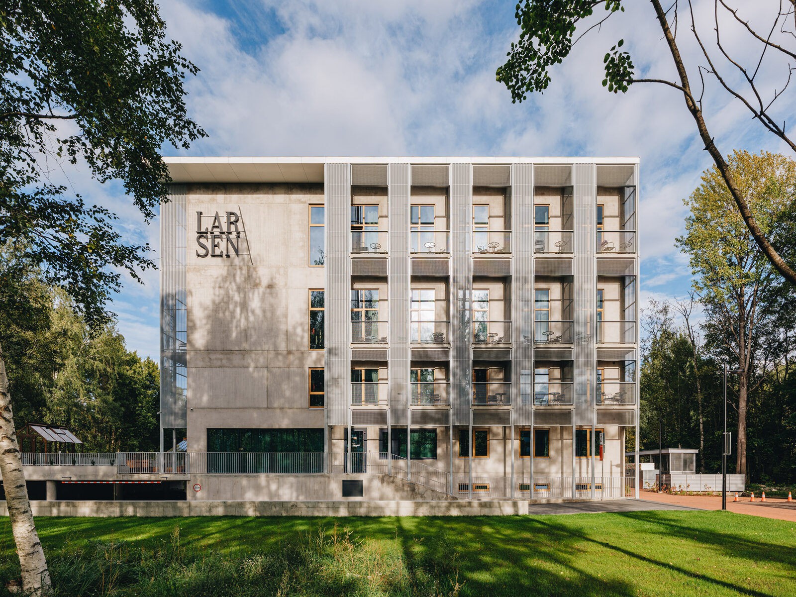 Sume House co-living apartment building facade, concrete, Tallinn — ACB