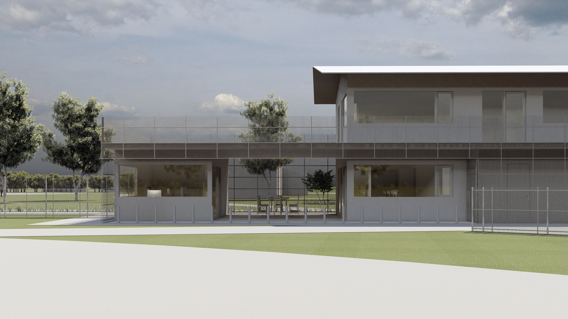 Käina Karting Centre — covered outdoor area beneath the spectator terrace, visualisation
