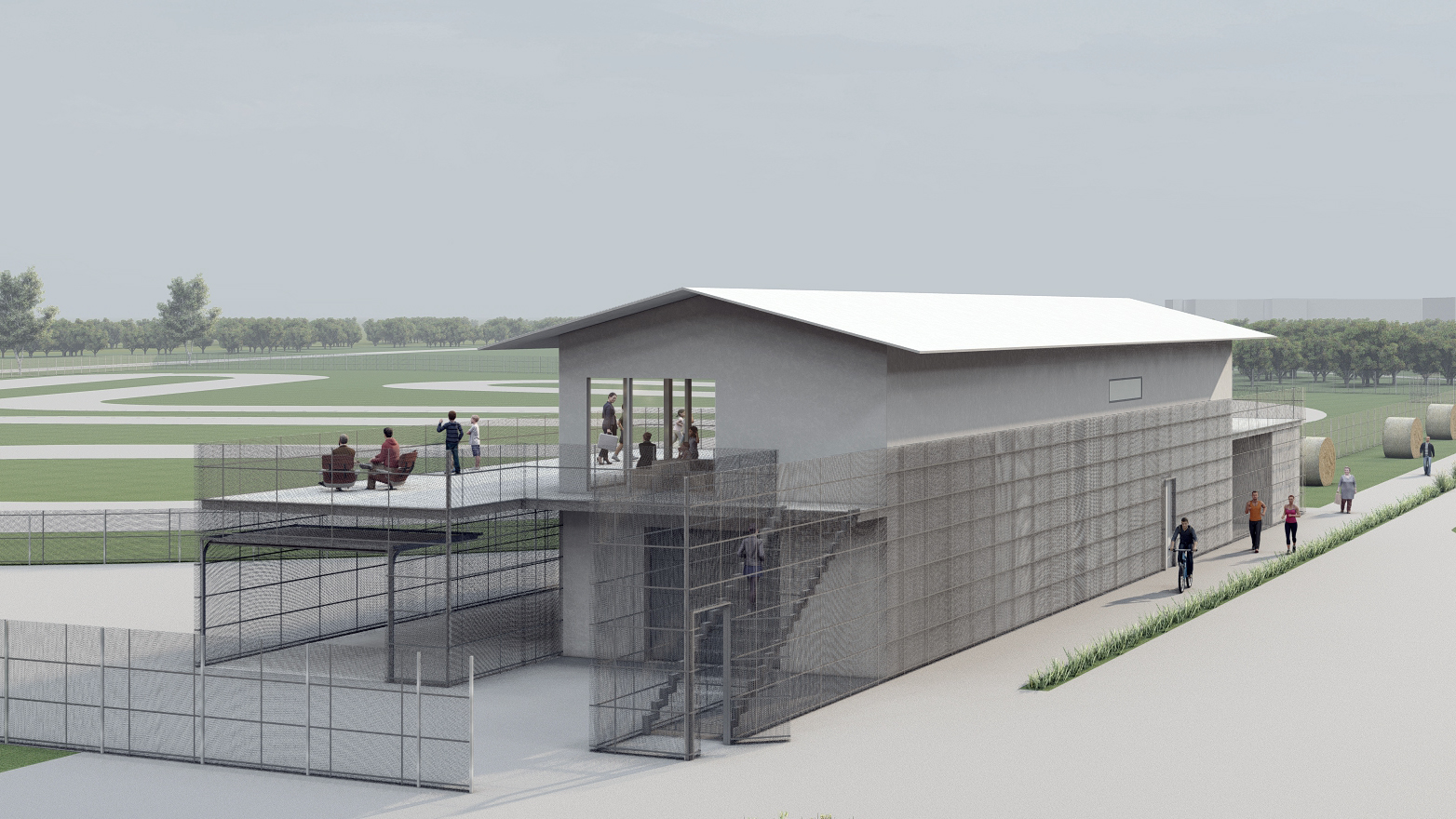 Käina Karting Centre — view of the building from the wind tower side, visualisation
